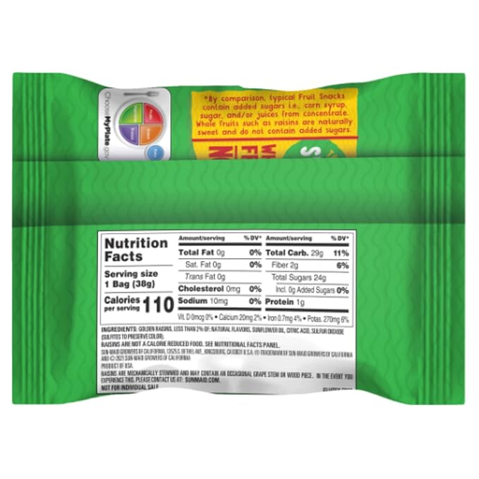 Sun-Maid Sour Watermelon Fruity Raisin Snacks - (200 Pack) 1.33 oz Pouches - Sour Watermelon Raisins - Dried Fruit Snack for Lunches and Snacks
