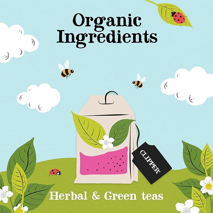 Clipper Tea: Organic Herbal & Green Tea Set, Gift Box – Tea Selection & Sampler with 5 Flavors Including Lemon, Ginger, and Bedtime Teas – Assorted Tea Bags in Colorful Tea Box, 45 Unbleached Tea Bags