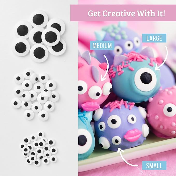 Sweets Indeed Halloween Eyeball Tacklebox ??2.53 oz Assorted Candy Eyeballs for Baking & Decorating ??18mm, 10mm & 3mm Edible Eyes for Cookies, Cupcakes & Cakes