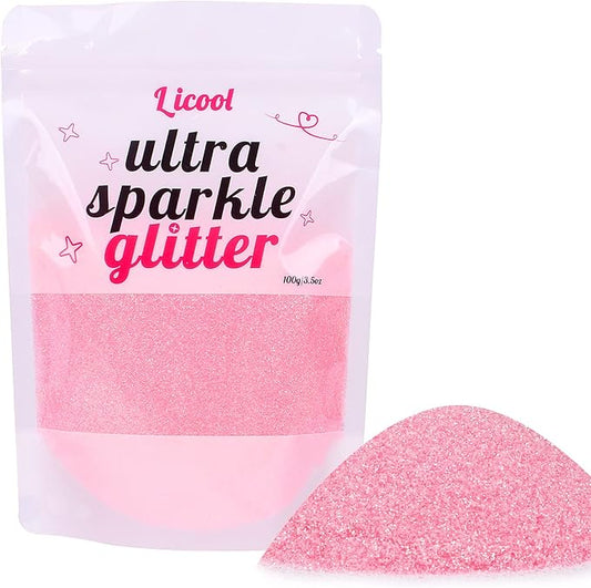 Holographic Fine Glitter, 100g/3.5oz Extra Fine Glitters Powder Packs for Resin, Craft Glitter for Tumblers Candle Slime Making, Festival Body Face Eyeshadow Nail Glitter (Light Pink)