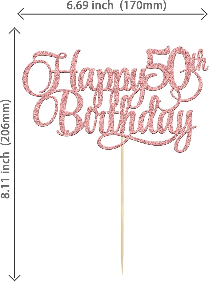 1 Pack Happy 50th Birthday Cake Topper Rose Gold Glitter Number 50 Fifty Years Old Birthday Cake Pick Decoration For 50th Birthday Celebrating Anniversary Party Supplies