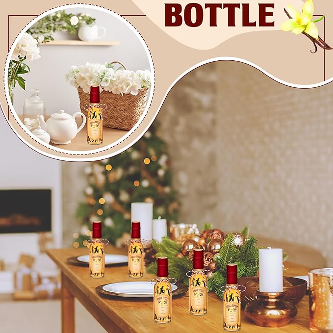Tioncy 16 Pcs Vanilla Extract Bottles for Homemade Vanilla Jar Glass Bottle with Cap, Shrink Band, Sticker Syrup Gift Food Storage Canister for Bean Sauce Spice(Red,3 oz)