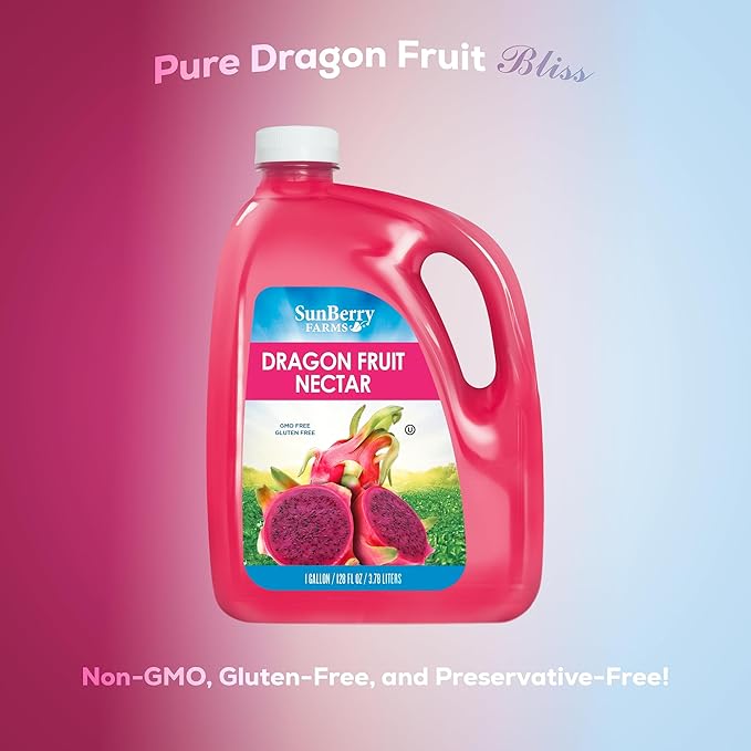 Sunberry Farms Dragon Fruit Nectar, 128 Fl oz, Gluten Free, non-GMO, All Natural