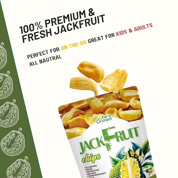 Far's Orchard Jackfruit?츮hips ??4?츿ack (2?칚z Resealable Bags), Exotic Crunchy Fruit Snack, Vegan, Non GMO, Gluten?츴ree, No Additives