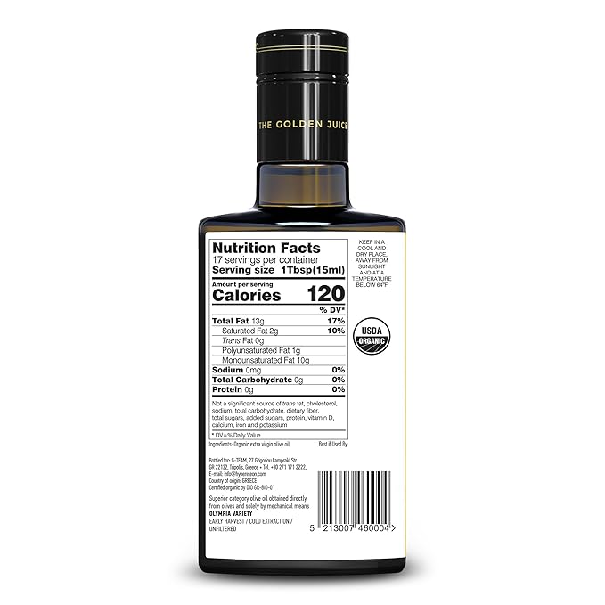 HYPERELEON GOLD | Premium, Organic, Extremely High Phenolic, Greek Extra Virgin Olive Oil 100% Pure & Natural | Bio & Unfiltered | 85 Top INTERNATIONAL Awards | 260ml (Pack of 2)