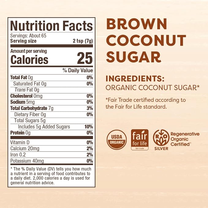 Big Tree Farms Organic Brown Coconut Sugar - Coconut Palm Sugar, Unrefined, Fine Crystals, Cane Sugar Replacement, Coconut Blossom Nectar, Vegan, Perfect for Baking - 1 Pound (Pack of 6)
