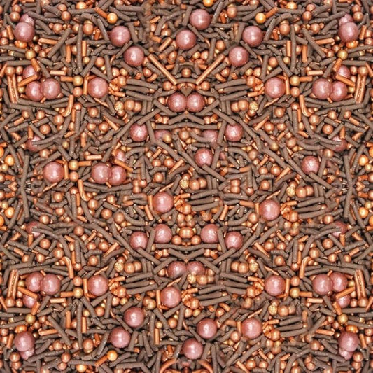 Confect Chocolate Sprinkle Mix with Bronze Pearls | Fusion Decorative Cake Topping for Cupcakes, Cookies & Desserts ??Edible Confetti Sprinkle Decoration | Vegan, Gluten-Free, Nut-Free, Soy-Free, Dairy-Free, Palm Oil-Free- 4.2 Oz