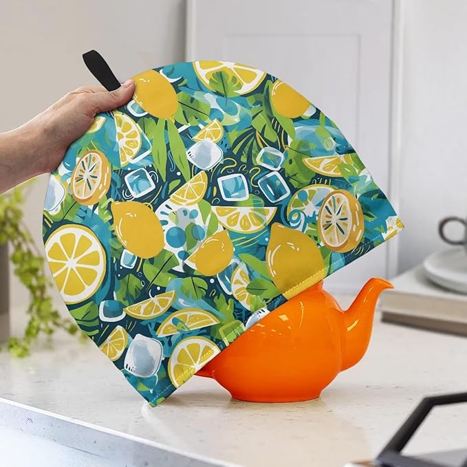 Lemon Insulated Tea Cosy Protector with Top Hanging Loop Dust Proof Kettle Cover Warm Keep Cozy Heat Resistant for Home Restaurant Kitchen Decor Cozies for Mug