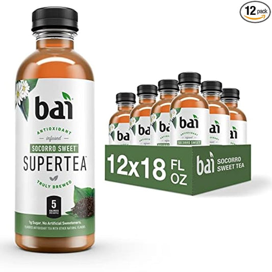 Bai Iced Tea, Socorro Sweet, Antioxidant Infused Supertea, Crafted with Real Tea (Black Tea, White Tea), 18 Fluid Ounce Bottles, 12 Count (Pack of 1)