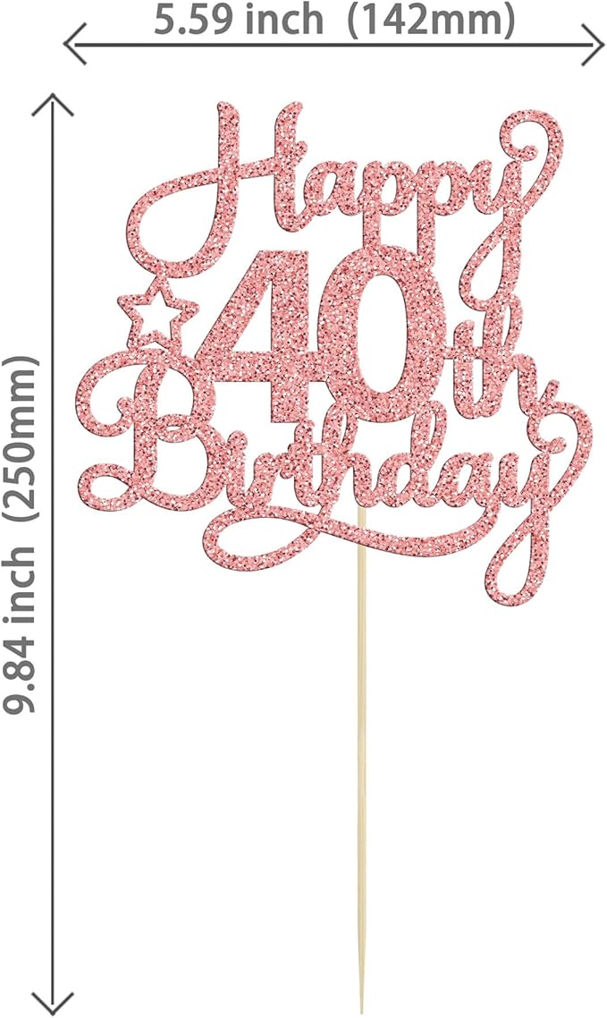1 Pack Happy 40th Birthday Cake Topper Rose Gold Glitter 40 & Fabulous Cheers to 40 Years Old 40th Birthday Cake Pick for Celebrating 40th Birthday Anniversary Party Cake Decorations Supplies