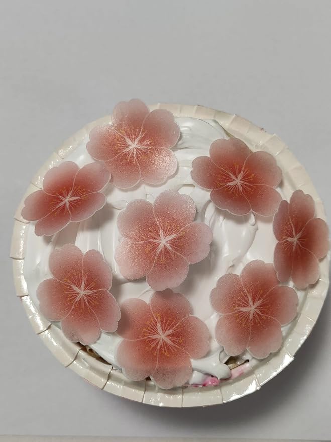 Set of 80 Edible Floral Cupcake Decorations Wedding Cake Party Food Decorations 0.9 Inch, Pink