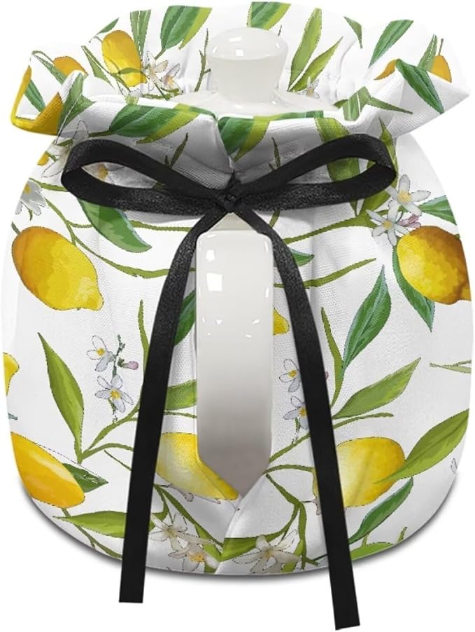 Lemon Tea Cozy for Teapot Insulated Dust Proof Tea Pot Cozy for Keeping Warm Washable Teapot Dust Protector with Drawstring,Extra Thick