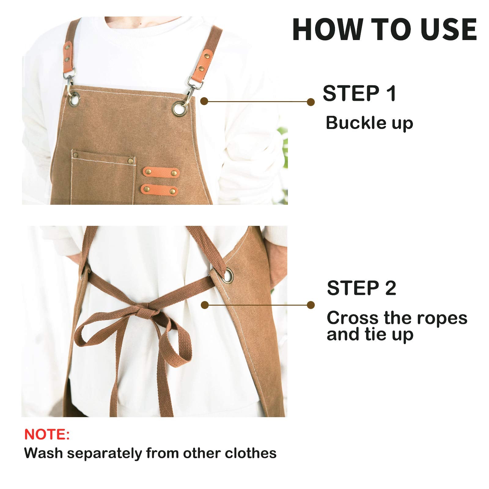 ZOMAO Chef Apron, Cotton Canvas Cross Back Apron with Pockets for Women and Men,Adjustable Strap