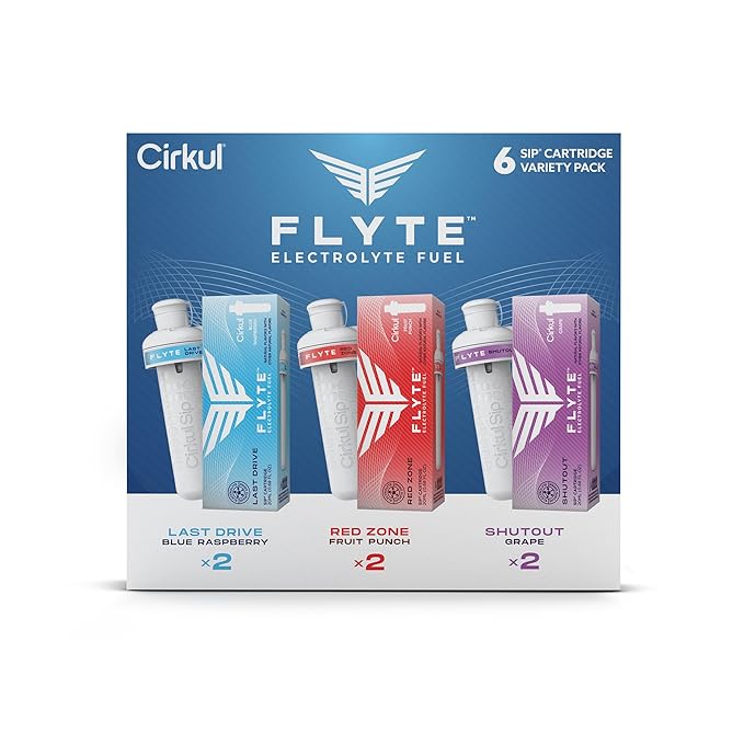 Cirkul Flyte Flavor Cartridge Variety Pack with Electrolytes, 6-Pack (2 Last Drive, 2 Fast Break, 2 Shutout), No Sugar, Zero Calorie Drink Mix