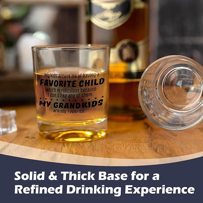Grandpa Whiskey Glasses 10 oz, Grandpa Gifts from Grandkids, Funny Grandfather Old Fashioned Rocks Glasses for Men Drinking Scotch Bourbon Cocktail Liquor Vodka