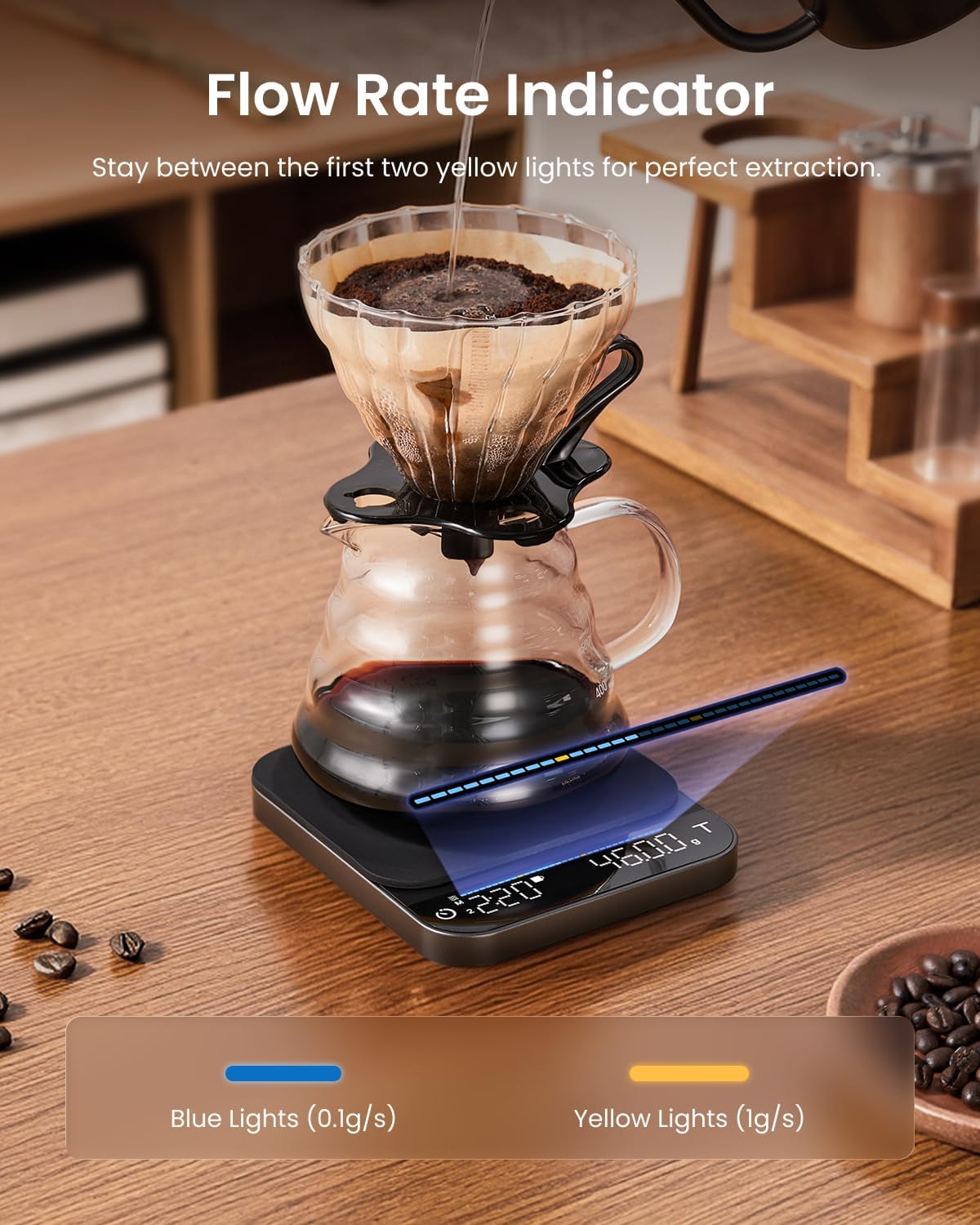 RENPHO Espresso Scale with Timer, Rechargeable, 0.1g Accuracy, 3kg