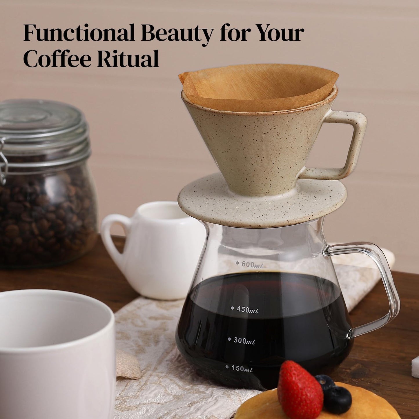 DOWAN Pour Over Coffee Maker, Non-Electric Pour Over Coffee Dripper, Manual Brew Maker, Single Cups