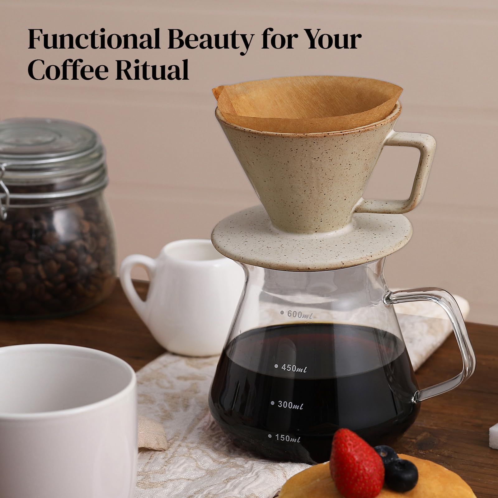 DOWAN Pour Over Coffee Maker, Non-Electric Pour Over Coffee Dripper, Manual Brew Maker, Single Cups