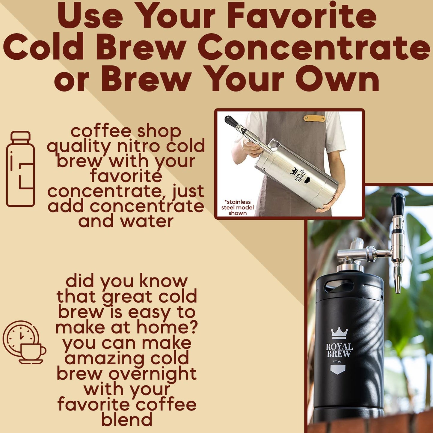 The Original Royal Brew Nitro Cold Brew Coffee Maker - Gift for Coffee Lovers -128 oz Extra Large