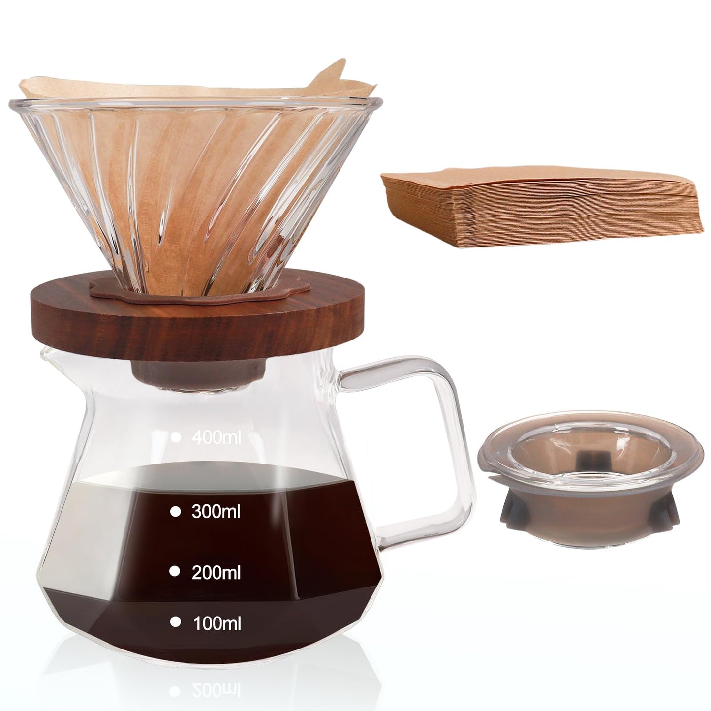 Mogrecha Pour Over Coffee Maker 400ml Borosilicate Glass Drip