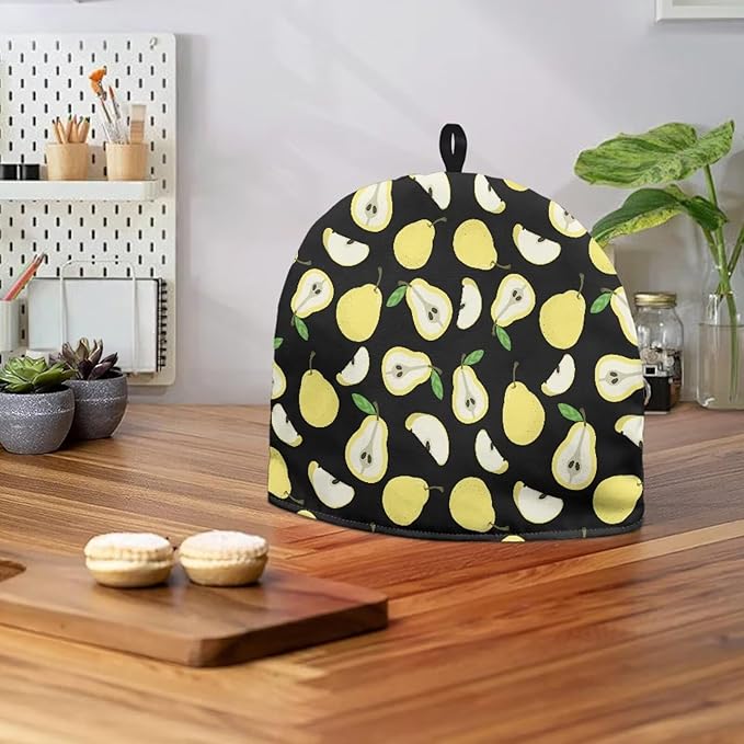 Yellow Pear Print Tea Cozy Creative Insulated Tea Cosy Extra Thick Home Kitchen Decoration Creative Gifts Dust Teapot Cover Kitchen Accessories for Travel