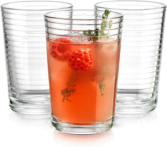 Glaver's Juice Glasses 7 oz. Set of 10 Glass Cups ??Beverage Water Tumblers For Home and Bar, Water, Cocktails, Iced tea. Kids Friendly Dishwasher Safe.