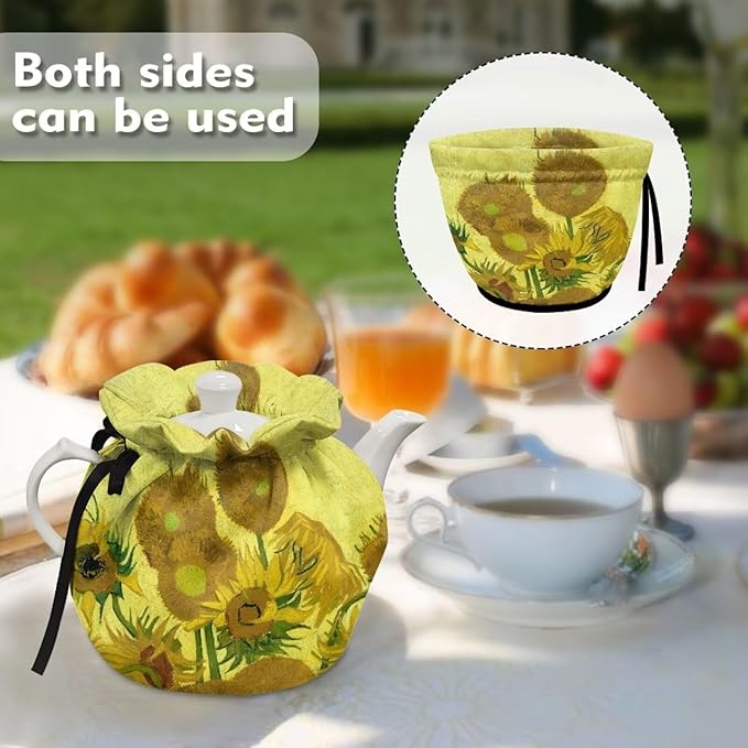 Tea Pot Cozies, Oil Painting Printed Teapot Dust Cover Tea Cosy, Kitchen Home Decorative Tea Pots Cozy with Insulation Pad for Housewife, Friend, Mom
