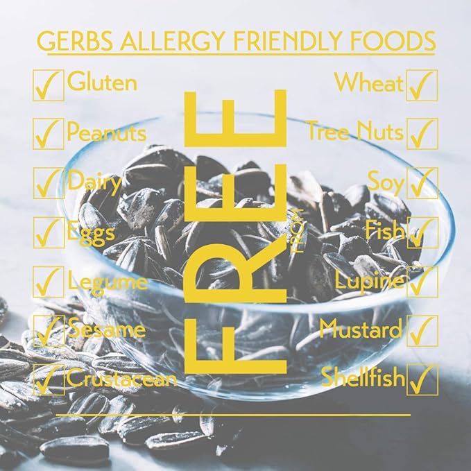 Gerbs Raw Whole Sunflower Seeds 1 lb. | In-Shell, No Additives, Resealable Bag | Crack-and-Eat Crunchy Snack | Top 14 Allergen-Free