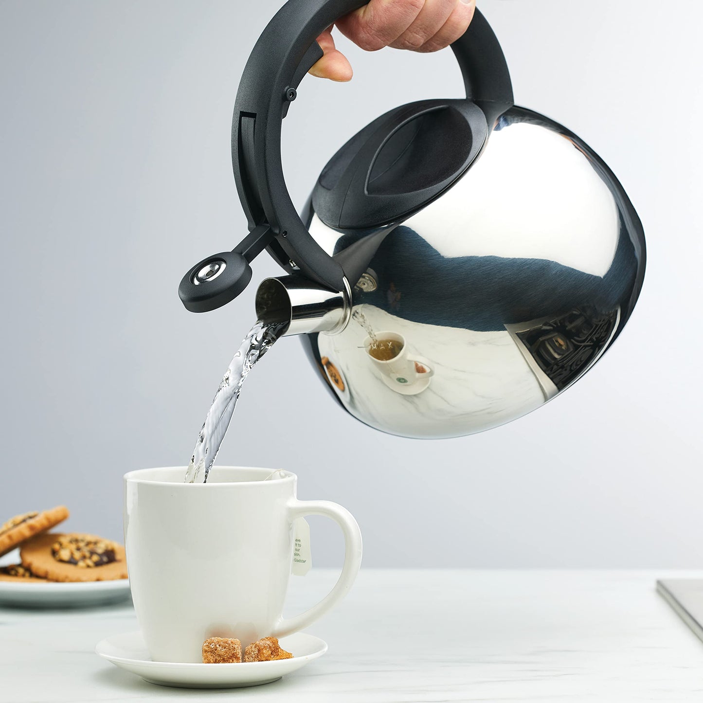 Farberware Stainless Steel Whistling Tea Kettle for Stovetop, 2.3-Quart