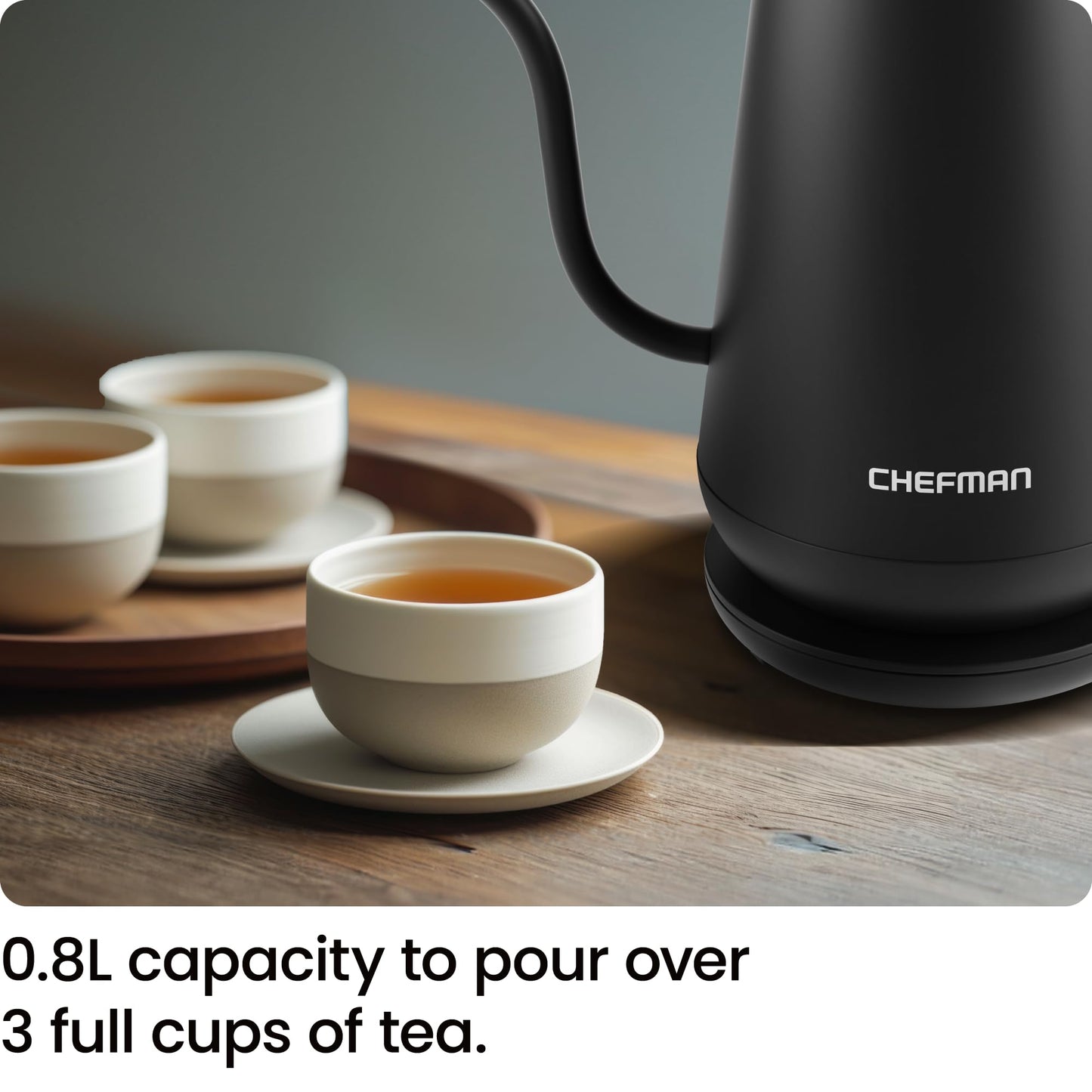 Chefman Gooseneck Electric Kettle, 0.8L Pour Over Tea Kettle for Coffee and Tea, One-Touch