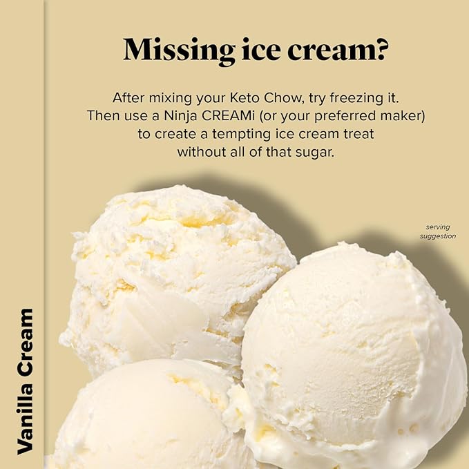 Keto Chow Vanilla Cream - Keto Meal Replacement Shake Powder - Nutritionally Complete - Low Carb - Delicious Easy Meal Substitute - Protein Rich & Dairy Free - 21 Meal Serving
