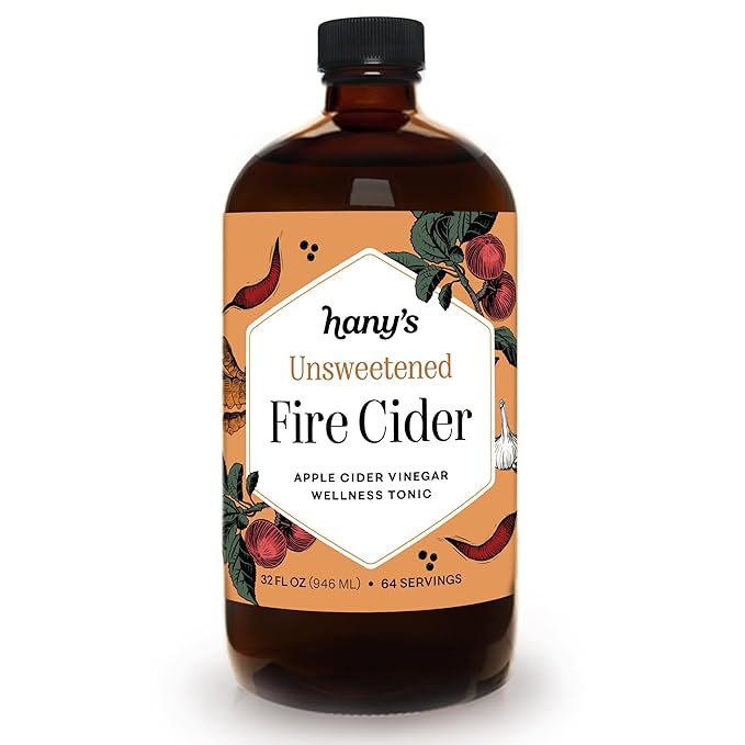 Hany's Harvest Unsweetened Fire Cider ??32 fl oz Glass Bottle | All-Natural, Small-Batch, Handcrafted, Non-GMO, Gluten-Free