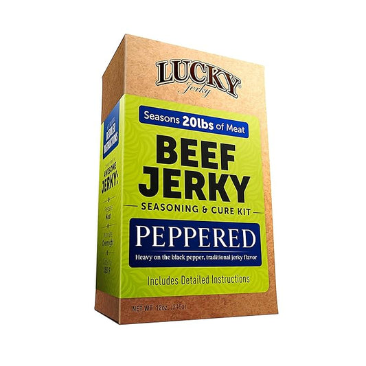 Lucky Jerky Peppered DIY Jerky Seasoning Kits - Seasons 20lbs of Meat