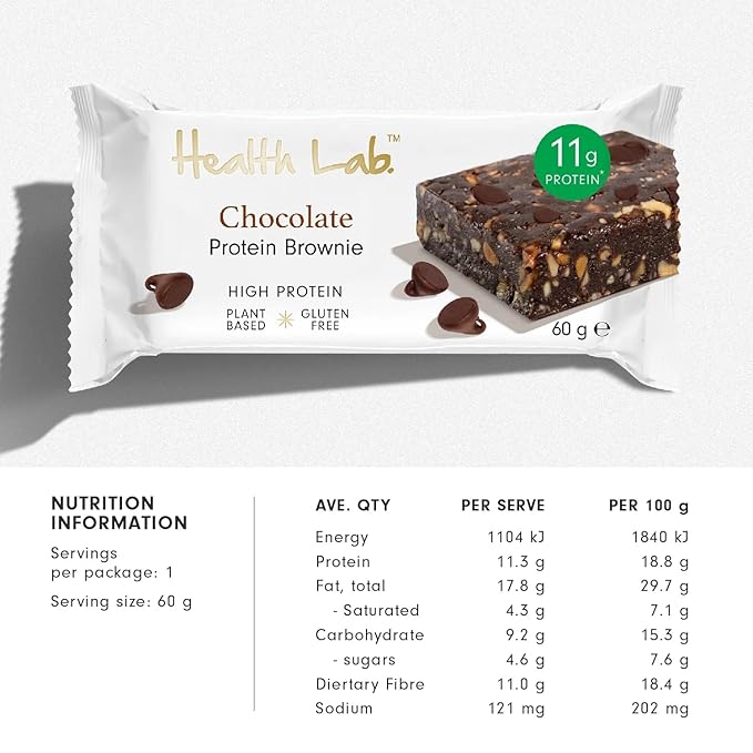 Health Lab - Vegan Protein Slice Brownie - Choc Bars 720gm (Pack of 12)
