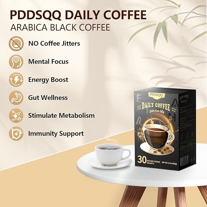 Instant Coffee Packets Single Serve Sticks 30 Sachets, Medium Roast Arabica Black Coffee Individual Packs for Camping Travel, Sugar Free Instant Hot/Iced Coffee Packs, Bulk Instant Coffee Singles