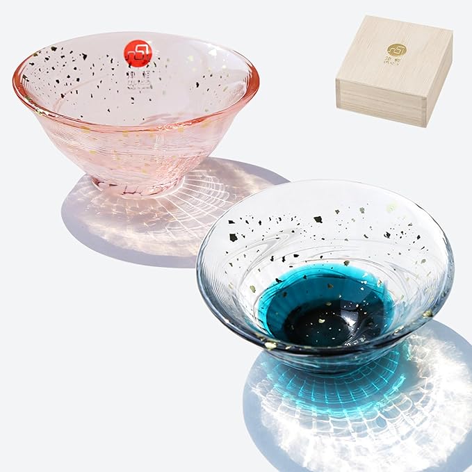 Japanese sake glass Handcrafted Mini Glass Set Elegant Japanese Sake Cups Perfect for Any Occasion Made in Japan (Sakura and Early summer, Sake Glass (2.5 fl oz))