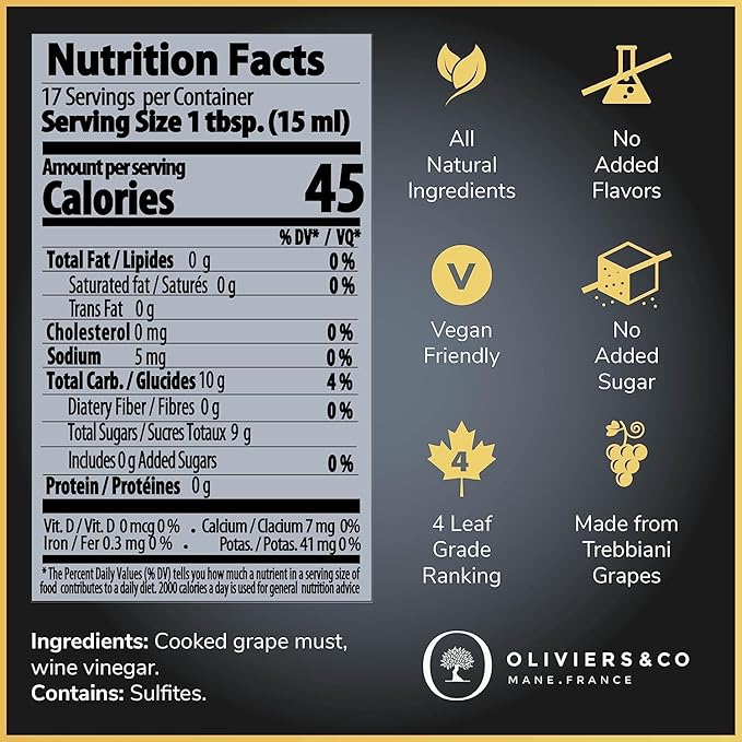 Aged Balsamic Vinegar of Modena ??Premium Italian Vinegar by Oliviers & Co | Barrel-Aged, Sweet & Rich | Ideal for Salad Dressings, Marinades & Glazes | 8.5 Fl Oz