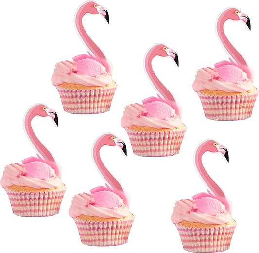 40 Pack Flamingo Cupcake Toppers Tropical Cupcake Picks for Baby Shower Flamingo Summer Hawaiian Beach Theme Birthday Wedding Party Cupcake Decorations Supplies Pink