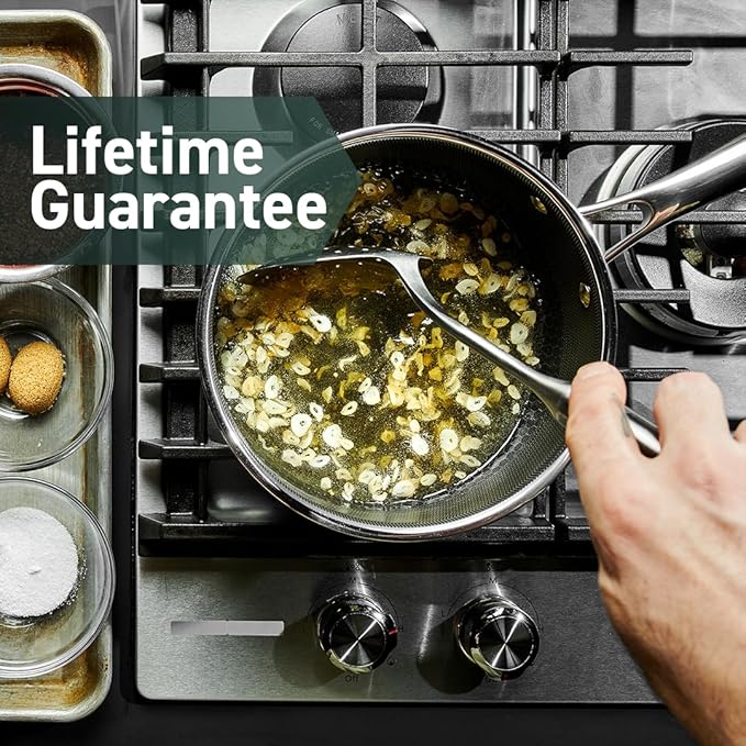 HexClad Hybrid Nonstick 2-Quart Saucepan with Tempered Glass Lid, Stay-Cool Handle