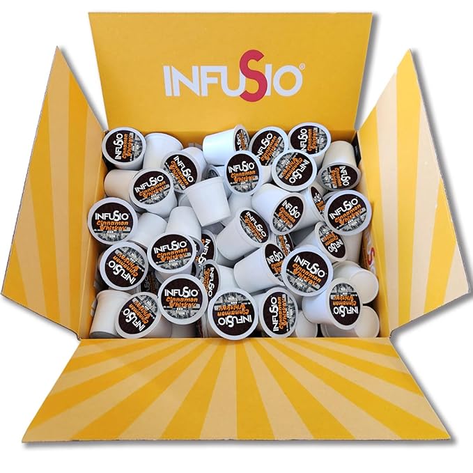 InfuSio Coffee Pods 96 Count Cinnamon Whiskey Flavored Medium Roast Single serve Coffee pods for Keurig K Cups Brewers - InfuSio Premium Roasted Keurig 2.0 Compatible