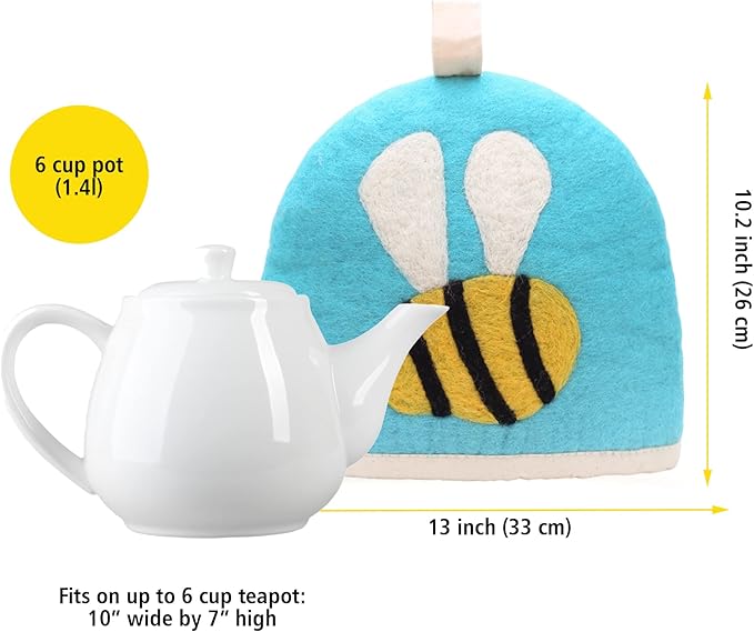 Glaciart One Wool Teapot Cozy Kettle Cover | Dome Shaped Large Tea Cosy, Kettle or French Press | Handmade & Needle Felted from Natural Wool | Warms Up to 2 Hours | Great as Gift