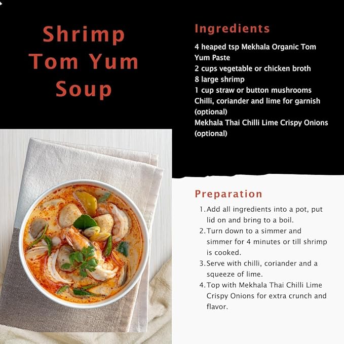 Mekhala Organic Thai Tom Yum Asian Cooking Paste. VEGAN. GLUTEN-FREE. Versatile. Medium Heat (6x3.53oz)