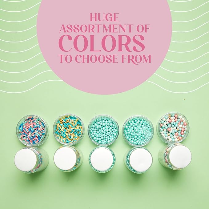 Sprinkles - Confect Sprinkles for Cakes & Cupcakes Decoration Assorted pack of 5 Rainbow Disco Ball Mashup Sprinkles Mix Teal, Champagne Gold, Pink, White, & Red Gragees - 3.5 Oz