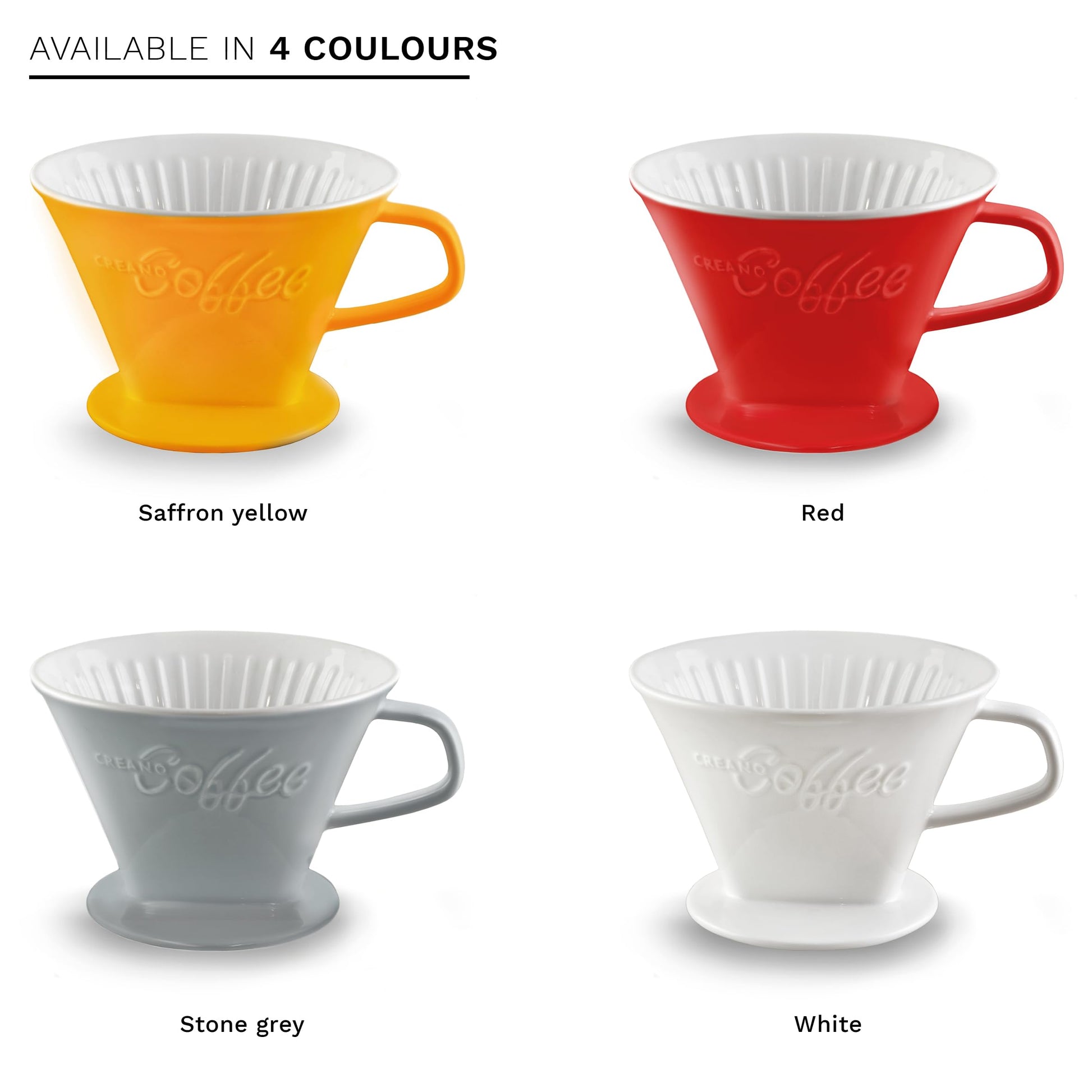 Creano Porcelain Coffee Dripper Stone Grey - Ceramic Cone Brewer - Pour Over Coffee Maker for