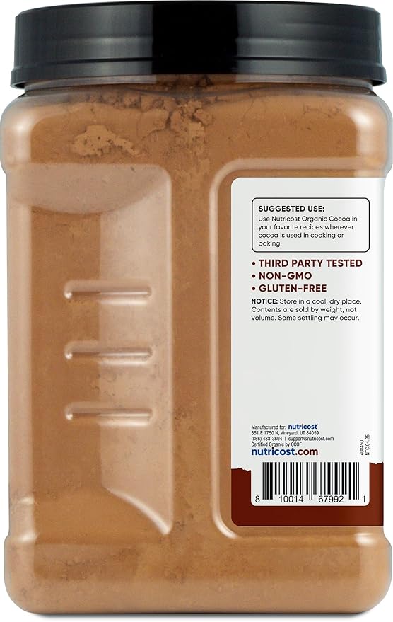 Nutricost Pantry Organic Cocoa Powder (1.5 Pounds Per Bottle) Non GMO, Gluten Free, Vegan, Baking Powder