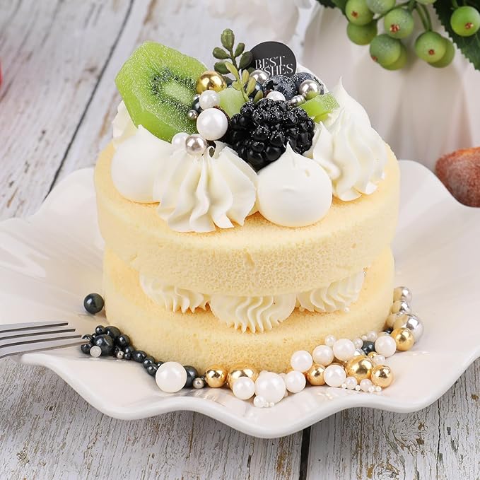 Sprinkles Pearl Mix 4 Colors for Cake Decorating, Gold White and Silver Sprinkles Black Pearl for Baking Cake Cupcake Cookie Ice Cream Brownie Decoration 116gm