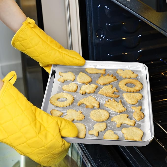 6 Pcs Baking Sheet Set Stainless Steel Cookie Sheet Cookie Baking Pan Bakeware Oven Tray Dishwasher Safe Commercial Grade Pans(12x9.5x1 Inch)