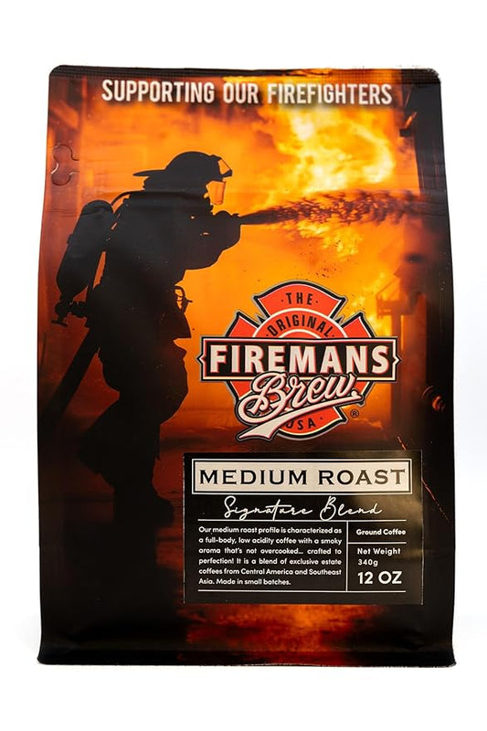 Firemans Brew Medium Roast Coffee ??Bold & Robust Ground Coffee ??100% Arabica Beans, Rich, Full-Bodied Flavor ??Freshly Roasted Gourmet Coffee ??Low Acid, Small Batch Coffee ??Supports Firefighter Causes