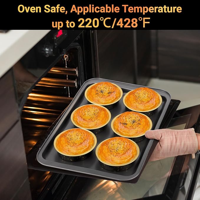Beasea Disposable Baking Cups, 100 Pack 7.3oz 215ml Aluminum Ramekins Foil Baking Cups 4" Cupcake Aluminum Mini Baking Cups No Lids for Party - Gold/in Black