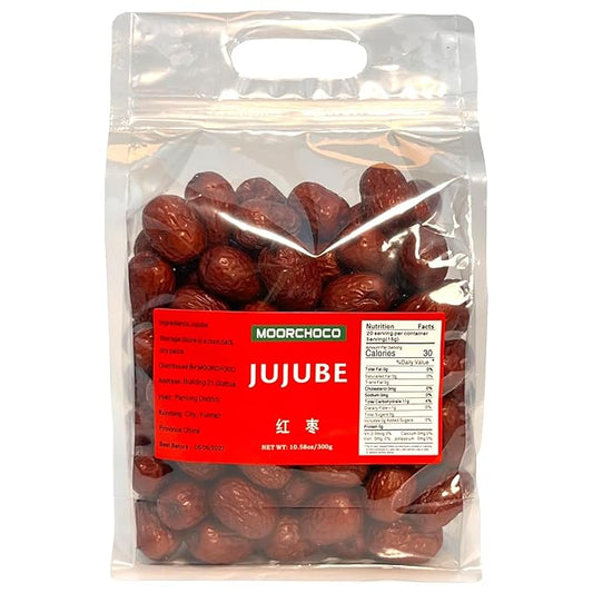 Premium Jujube Red Dates,Selected Dried Fruit,Big & Delicious,100% Natural 红枣 (Large size 10.58oz)